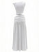 White 2PCS 1930s Off-Shoulder Top & Slit Ruched Maxi Skirt-back-view