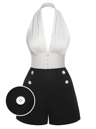 1950s DeepV Halter Romper | 1950s | vintage romper, retro jumpsuit