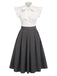 White & Gray 1950s Lace-Up Swing Dress — vintage elegance for the modern woman