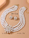 White Pearl Layered Floral Statement Choker Necklace, vintage fashion, retro style - perfect for women who love vintage and retro fashion