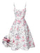 She slips into this White & Pink 1950s Straps Painted Floral Dress and suddenly it's a 1950s daydream