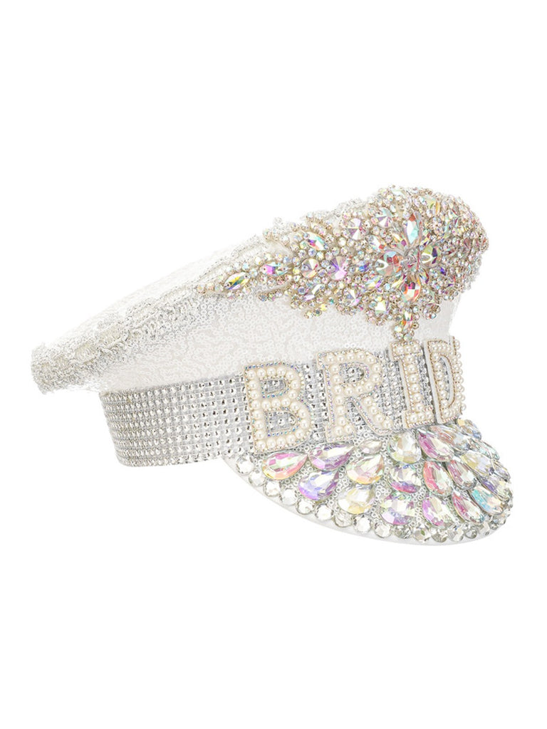 This White Rhinestone Letter Party Big Cap Hat carries vintage stories waiting to be told