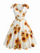 She slips into this White & Yellow 1950s Sunflower Swing Dress and suddenly it's a 1950s daydream