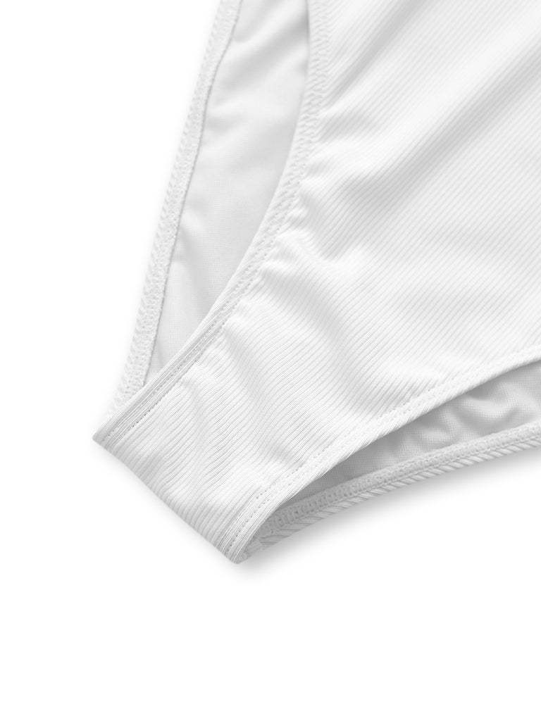 [Pre-Sale] 2PCS White 1950s Lace Ruffled Bow Swimsuit & Cover-Up