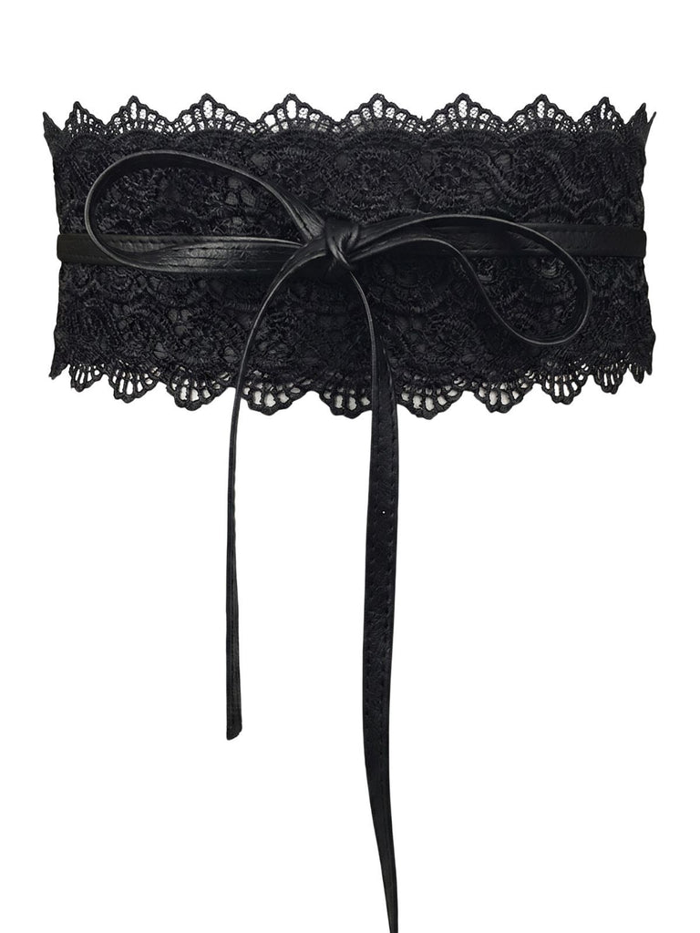 Wide Lace Floral Tie-Up Waist Belt, vintage tie, classic accessory - perfect for women who love vintage and retro fashion