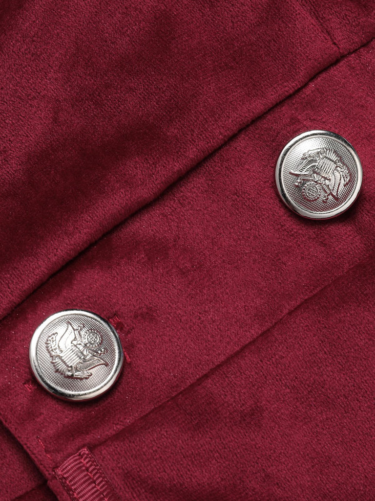 Wine Red 1930s Solid Suede Lapel Long Coat, vintage coat, retro outerwear - perfect for women who love vintage and retro fashion