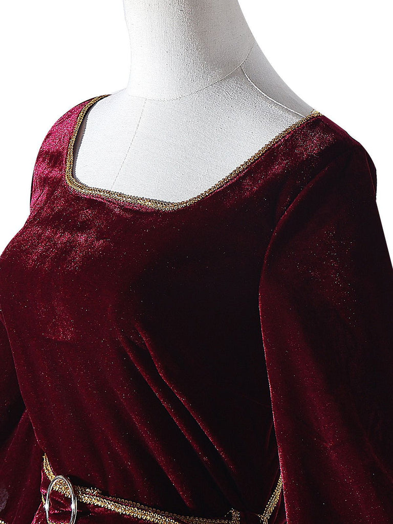 Wine Red 1930s Tangled Mother Gothel Velvet Dress - vintage dress, retro fashion, elegant red