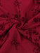 Wine Red 1930s V-Neck Floral Mesh Dress - vintage dress, retro fashion, elegant red