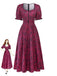Wine Red 1940s Floral Print Square Neck Maxi Dress, vintage dress, retro fashion, floral print - perfect for women who love vintage and retro fashion