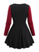 Wine Red 1950s Colorblock Knit Patchwork Dress - vintage dress, retro fashion, rockabilly