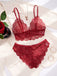 Wine Red 1950s Floral Lace Lingerie Set - vintage fashion, retro style, elegant red