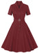 She slips into this Wine Red 1950s Solid Lapel Belted Dress and suddenly it's a 1950s daydream