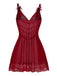 Wine Red 1950s Strap Lace Bow Nightgown - vintage nightgown, retro sleepwear, elegant red