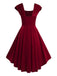 Wine Red 1950s Velvet Heart Button Solid Dress, vintage dress, retro fashion, rockabilly, pin-up fashion - perfect for women who love vintage and retro fashion