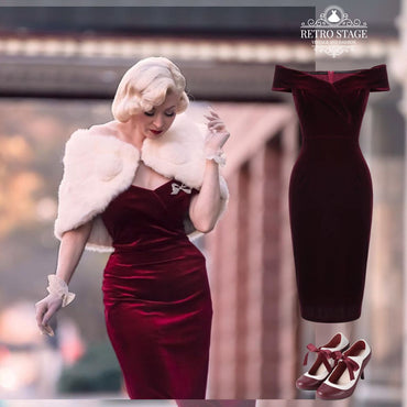 Wine Red 1960s Velvet Bodycon Dress: timeless style reimagined