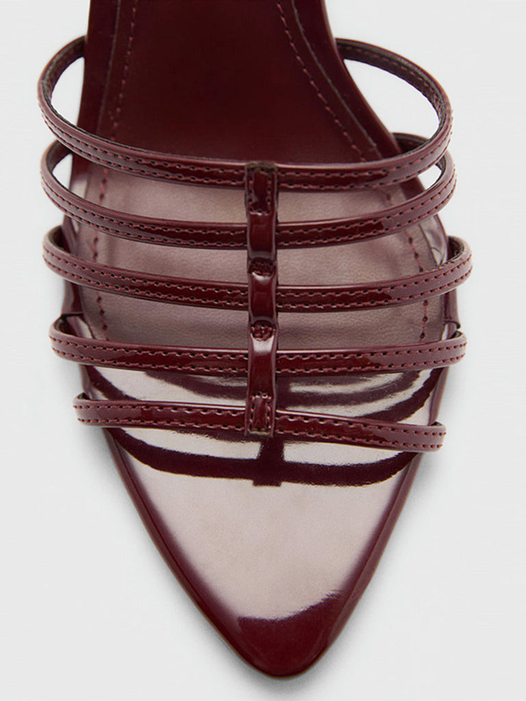Wine Red Vintage Pointed Toe High Heel Sandals - vintage shoes, retro heels for vintage lovers