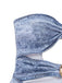 Y2K Denim Print Halter Cut-Out One-Piece Swimsuit - vintage swimsuit, pin-up style