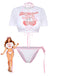 Y2K Halter Textured Floral Bikini Set & Cherry Love Crop Cover-up - vintage fashion, retro style, elegant red