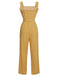 Yellow 1930s Floral Ruffles Tie Jumpsuit — vintage elegance for the modern woman