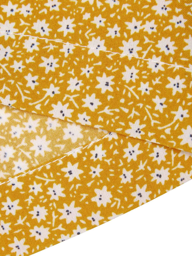 Yellow 1930s Floral Ruffles Tie Jumpsuit: timeless style reimagined