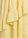 Yellow 1930s Gingham Spaghetti Strap Backless Ruffled Midi Dress - vintage dress, retro fashion for vintage lovers