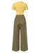 Yellow 1930s Plaid Keyhole Tie Neck Jumpsuit — 1930s vintage charm for her modern wardrobe