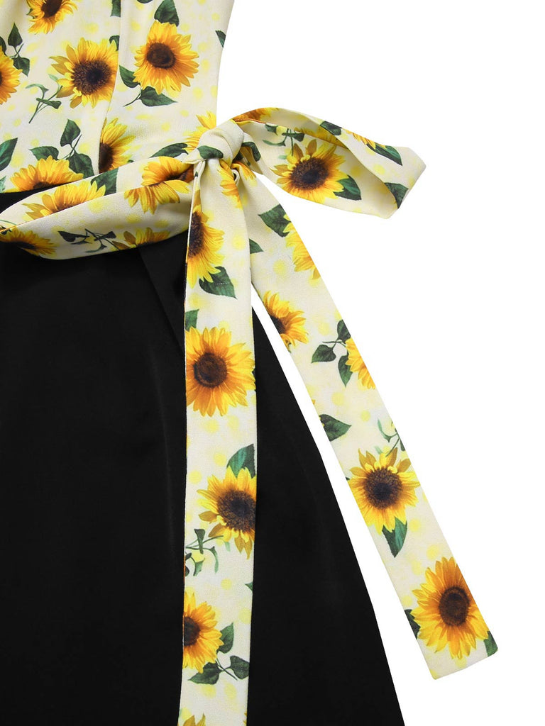 This Yellow 1930s Sunflower Oblique Neck Jumpsuit whispers 1930s secrets to those who notice