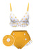 Yellow 1940s Polka Dot Ruffle Swimsuit, vintage swimsuit, pin-up swimwear - perfect for women who love vintage and retro fashion