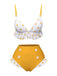 Yellow 1940s Polka Dot Ruffle Swimsuit, vintage swimsuit, pin-up swimwear - perfect for women who love vintage and retro fashion