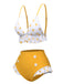Yellow 1940s Polka Dot Ruffle Swimsuit, vintage swimsuit, pin-up swimwear - perfect for women who love vintage and retro fashion