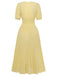Yellow 1940s Puff Sleeve Button-Down Midi Dress - vintage dress, retro fashion