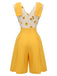 Yellow 1940s V-Neck Sunflower Patchwork Jumpsuit — vintage elegance for the modern woman