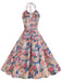 [Pre-Sale] Yellow 1950s Cotton Halter Floral Print Dress, vintage dress, retro fashion, rockabilly, pin-up fashion - perfect for women who love vintage and retro fashion