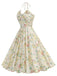 [Pre-Sale] Yellow 1950s Cotton Halter Floral Print Dress, vintage dress, retro fashion, rockabilly, pin-up fashion - perfect for women who love vintage and retro fashion