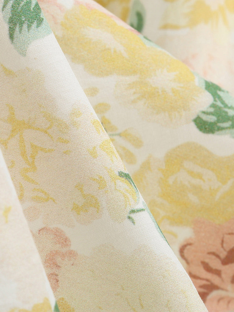 [Pre-Sale] Yellow 1950s Cotton Halter Floral Print Dress, vintage dress, retro fashion, rockabilly, pin-up fashion - perfect for women who love vintage and retro fashion