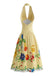 Yellow 1950s Halter Backless Floral Dress