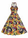 This Yellow 1950s Hippie Skull Bow Halter Swing Dress wraps her in 1950s elegance, one twirl at a time
