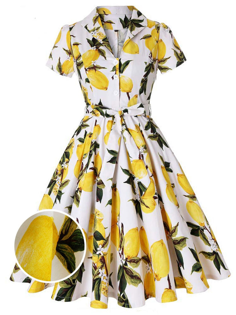 Yellow 1950s Lemon Bow Swing Dress: timeless style reimagined