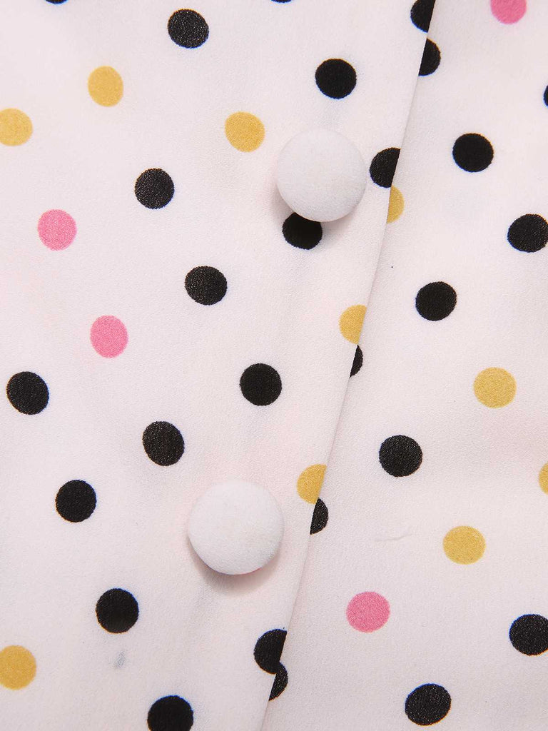 She slips into this Yellow 1950s Polka Dots Button Dress and suddenly it's a 1950s daydream