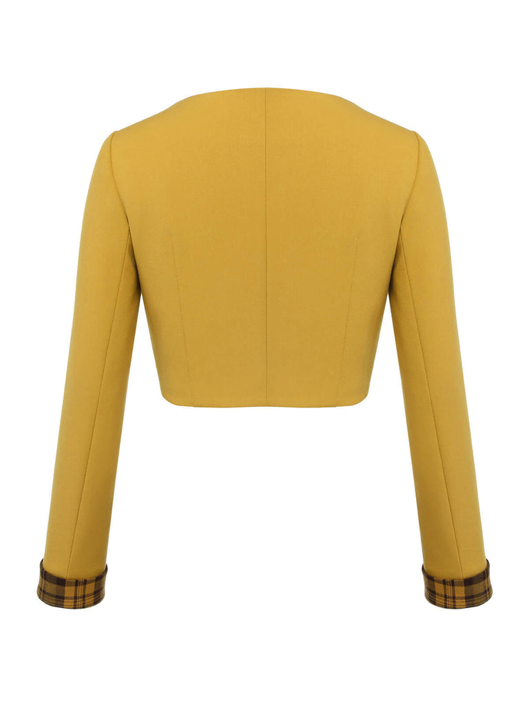 Yellow 1950s Solid Button Short Coat, vintage coat, retro outerwear - perfect for women who love vintage and retro fashion