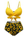 Yellow 1950s Sunflower Tie Back Bikini Set - vintage fashion, retro style