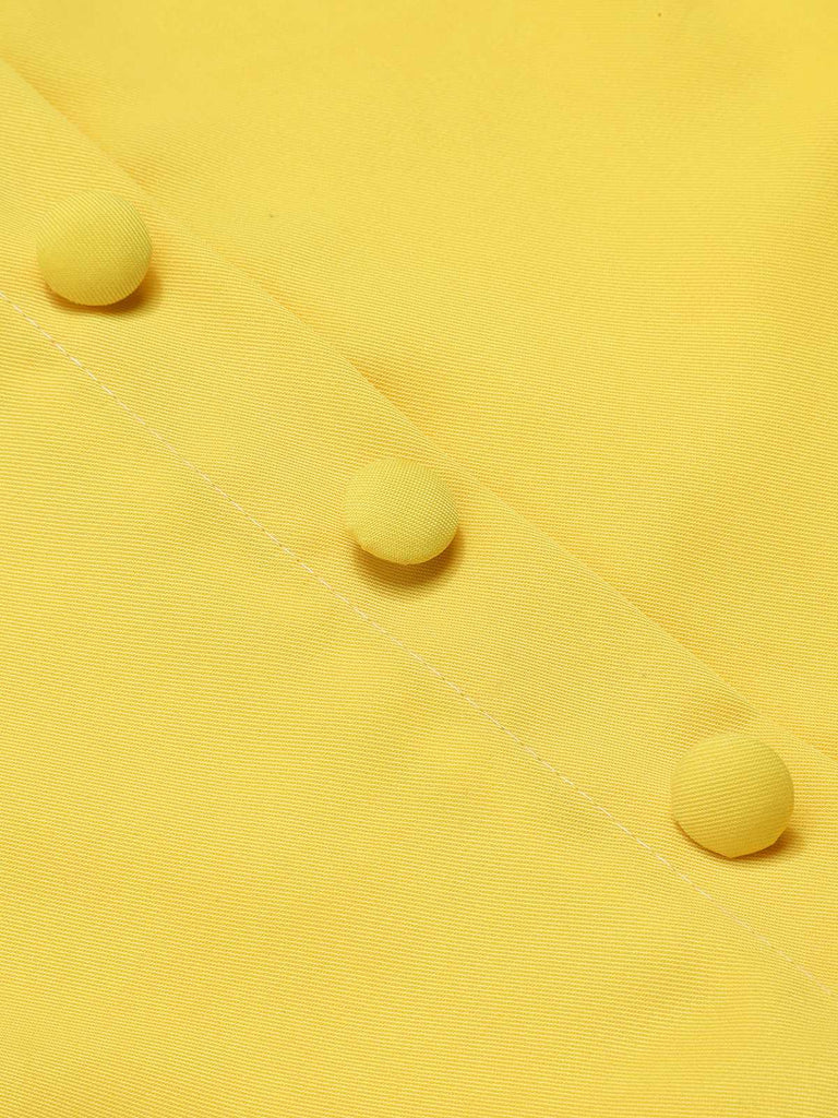 Yellow 1950s V-Neck Daisy Mesh Dress — a 1950s silhouette that turns sidewalks into runways
