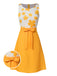 Yellow 1960s Floral Bow Sleeveless Dress, vintage dress, retro fashion, floral print - perfect for women who love vintage and retro fashion