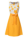 Yellow 1960s Floral Bow Sleeveless Dress, vintage dress, retro fashion, floral print - perfect for women who love vintage and retro fashion