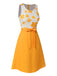 Yellow 1960s Floral Bow Sleeveless Dress, vintage dress, retro fashion, floral print - perfect for women who love vintage and retro fashion