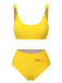 She's wearing Yellow 1960s Spaghetti Strap Backless Solid Swimsuit and the whole beach remembers the 1960s