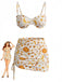 Yellow 1970s Bikini Set Cover Up 3PCS, vintage swimsuit, pin-up swimwear - perfect for women who love vintage and retro fashion