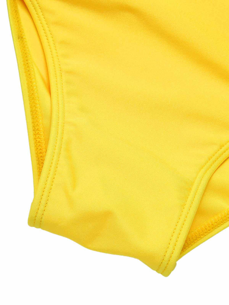 Yellow 1970s Lace-Up Halter Bikini Set, vintage swimsuit, pin-up swimwear - perfect for women who love vintage and retro fashion