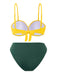Yellow & Green 1960s Spaghetti Straps Bikini Set - vintage fashion, retro style