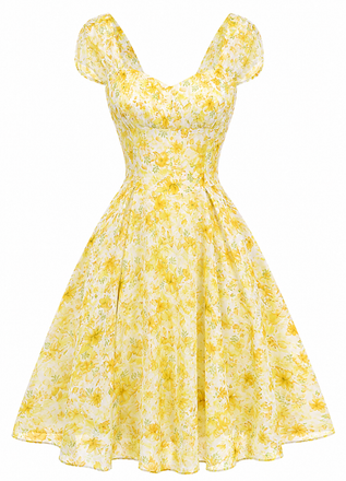 Pink 1950s Floral Sweetheart Neck Bow Dress, vintage dress, retro fashion, rockabilly, pin-up fashion - perfect for women who love vintage and retro fashion